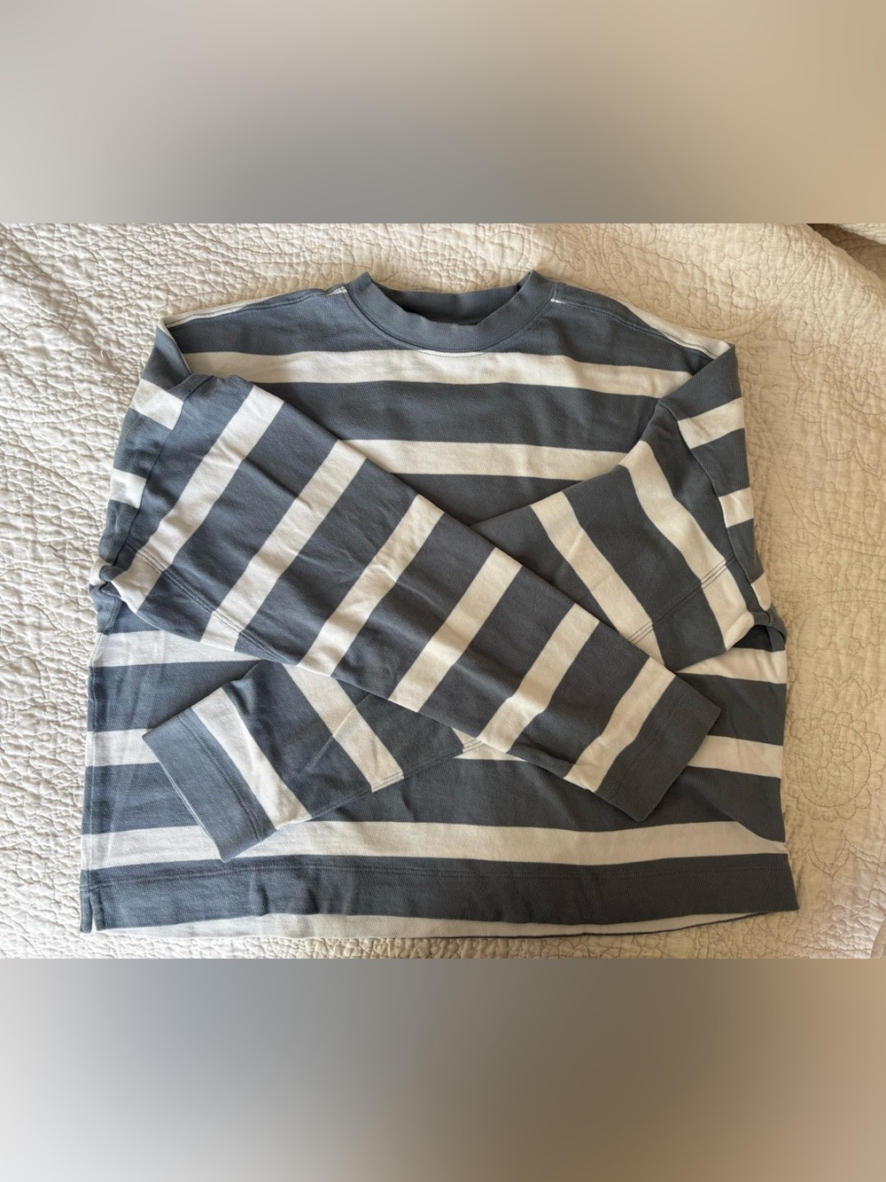 AYR Half Day T-shirt - Medium - Soundbath Grey/Blue Stripe